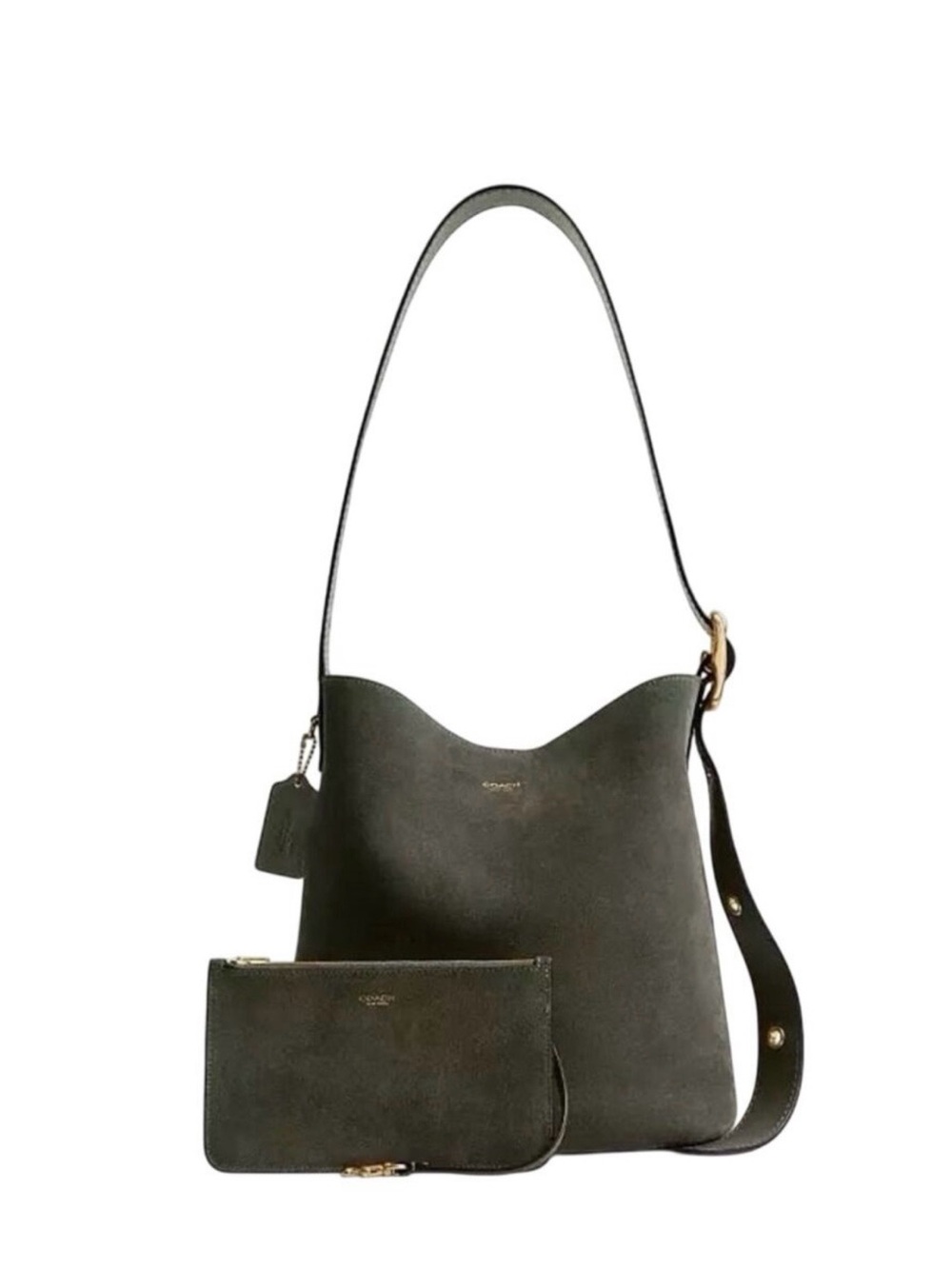 Coach Bleecker Suede Bucket Bag in Olive NWT $450